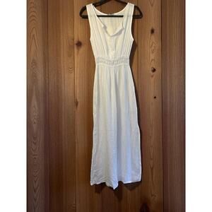 Terzo Millennio 100% Linen Made in Italy Maxi Cover Up Dress Lace White SZ S NWT